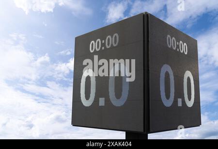 Close up of led panel with score 0 - 0 Stock Photo