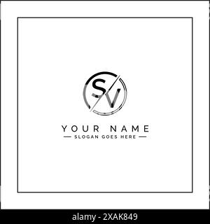 SV Vector Logo Template - Simple Icon for Initial Letter S and V Monogram Stock Vector