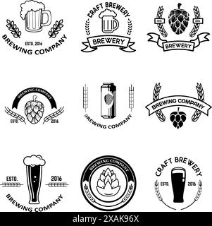 Set of beer labels in line style. Design elements for logo, label ...