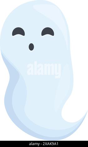 Cartoon ghost with surprised expression floating, perfect for halloween themed projects Stock Vector