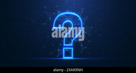 Question mark on blue. FAQ answer, Inquiry information, Quiz banner Stock Vector