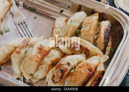 close up on Japanese gyoza dish Stock Photo