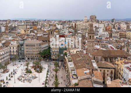 Europe, Spain, Province of Valencia, Valencia, Ciutat Vella, View from the Torre de Micalet lookout tower Stock Photo