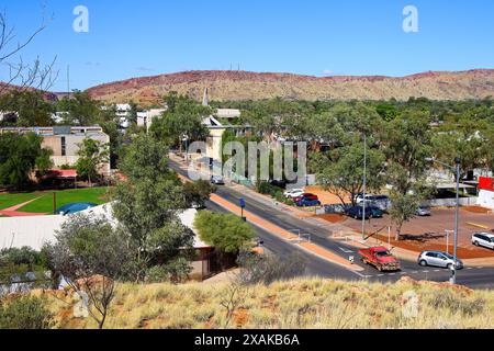 Aerial view of downtown Alice Springs from Anzac Hill in Central Australia, Northern Territory Stock Photo