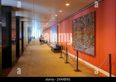 Hallway of the Parliament House of Australia on Capital Hill in Canberra, Australian Capital Territory Stock Photo
