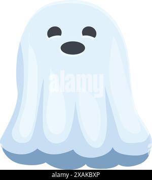 Friendly ghost character with a surprised expression floats against a white background Stock Vector