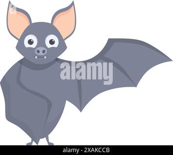 Happy grey bat standing spreading wings halloween character Stock Vector