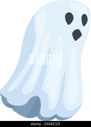 Friendly ghost floating with a surprised expression on its face for halloween Stock Vector