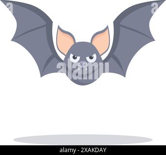Cartoon bat flying with spread wings and showing fangs Stock Vector