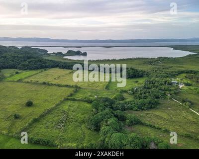 North America, Caribbean, Greater Antilles, Island Hispaniola, Dominican Republic, Province Hato Mayor, Sabana de la Mar, National Park Los Haitises, View over the National Park Los Haitises to the bay Bahia de San Lorenzo Stock Photo