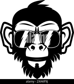 Illustration of monkey head in sunglasses Stock Vector