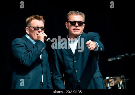 Chas Smash and Suggs - Madness, V2012, Hylands Park, Chelmsford, Essex, Britain - 19 August 2012 Stock Photo