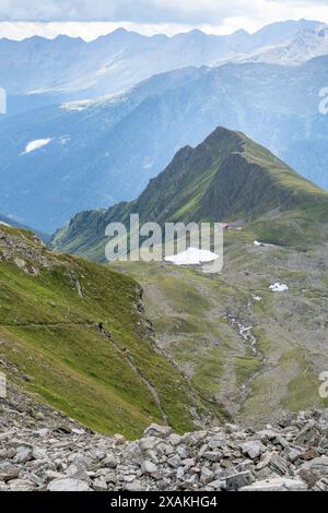 Europe, Austria, Verwall, Tyrol, Kappl, View from Seßladjoch to Niederelbehütte Stock Photo