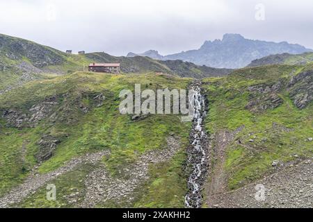 Europe, Austria, Verwall, Tyrol, Kappl, View up to Niederelbehütte Stock Photo