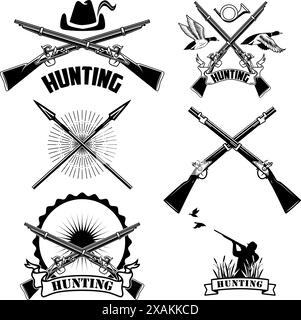 Set of hunting labels and emblems Stock Vector