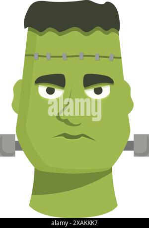 Cartoon frankenstein's monster frowning, with bolts in his neck, perfect for halloween projects Stock Vector