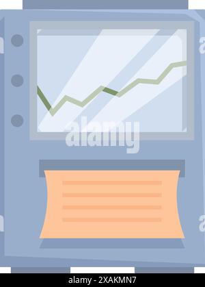Atm machine dispensing cash and printing a receipt with a graph showing positive growth Stock Vector