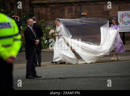 Detailing of Society Bride, Miss Olivia Henson's Veil Stock Photo