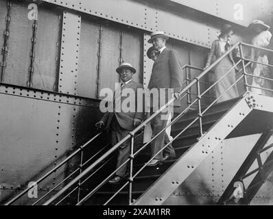 Tim Sullivan, 1913. Shows Timothy (&quot;Big Tim&quot;) Daniel Sullivan (1862-1913) (right), a New York City Tammany Hall politician, with his half brother Larry Mulligan returning to New York on the Imperator from a trip to England. Stock Photo