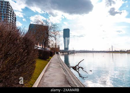 Belgrade, Serbia - 8 FEB 2024: Belgrade Waterfront is an urban renewal development project headed by the Government of Serbia aimed at improving Belgr Stock Photo