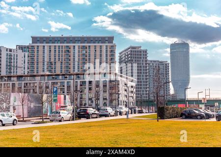 Belgrade, Serbia - 8 FEB 2024: Belgrade Waterfront is an urban renewal development project headed by the Government of Serbia aimed at improving Belgr Stock Photo