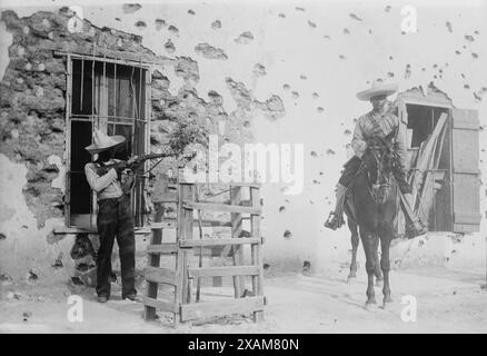 Juarez, Adobe house riddled, between c1910 and c1915. Stock Photo