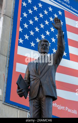 Pristina, Kosovo - February 5, 2024: Statue of Bill Clinton as a sign of gratitude located on Rruga Bill Klionton in Pristina, Kosovo. Stock Photo