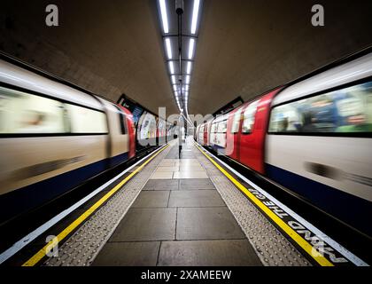 London Underground Train in Motion Stock Photo