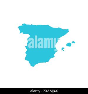 Map Spain icon. Isolated on white background. From blue icon set. Stock Vector