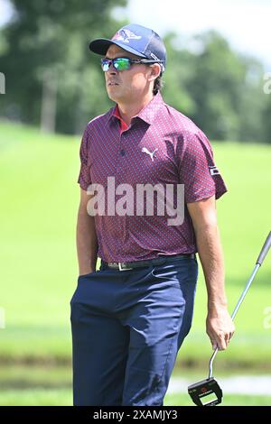 Dublin, Ohio, USA. 7th June, 2024. Rickie Fowler (USA) on the 9th hole during the second round at the Memorial Tournament in Dublin, Ohio. Brent Clark/Cal Sport Media/Alamy Live News Stock Photo