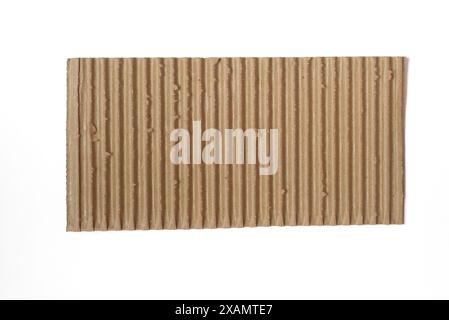 Corrugated cardboard rectangle isolated on white background. Stock Photo