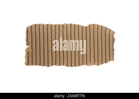 Piece of corrugated cardboard with torn edges isolated on white background. Stock Photo