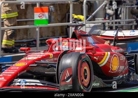 Charles Leclerc (MON) - Scuderia Ferrari - Ferrari SF-24 - Ferrari during Formula 1 Aws Grand Prix du Canada 2024, Montreal, Quebec, Canada, from Jun 6th to 9th - Rounfd 9 of 24 of 2024 F1 World Championship Stock Photo