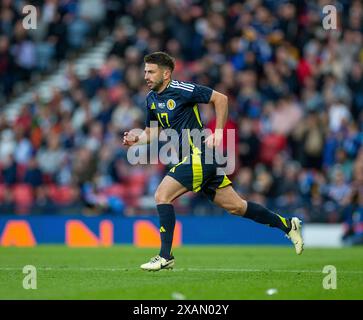 7th June 2024; Hampden Park, Glasgow, Scotland: International Football Friendly, Scotland versus Finland; Greg Taylor of Scotland Stock Photo