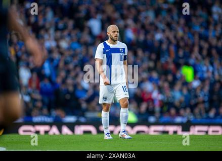 7th June 2024; Hampden Park, Glasgow, Scotland: International Football Friendly, Scotland versus Finland; Teemu Pukki of Finland Stock Photo