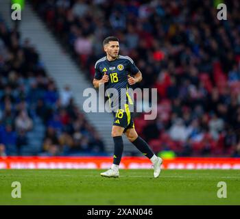 7th June 2024; Hampden Park, Glasgow, Scotland: International Football Friendly, Scotland versus Finland; Lewis Morgan of Scotland Stock Photo