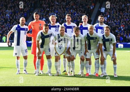 7th June 2024; Hampden Park, Glasgow, Scotland: International Football Friendly, Scotland versus Finland; Finland starting eleven Stock Photo