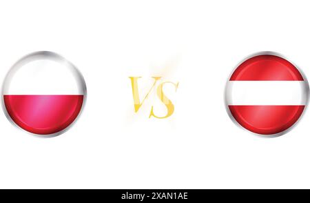 Poland vs Austria match concept with round flag Stock Vector