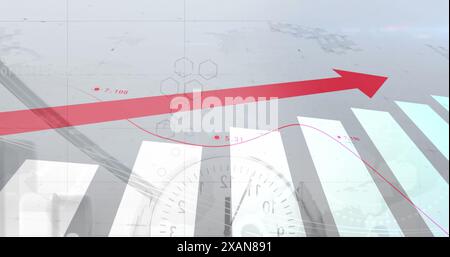 Image of statistical data processing against grey background Stock Photo