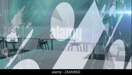 Image of financial data processing over office Stock Photo