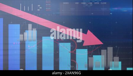 Image of financial data processing with arrow Stock Photo