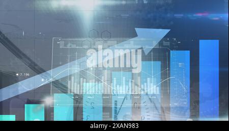 Image of financial data processing with arrow Stock Photo
