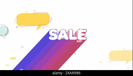Image of sale text over multiple speech bubbles against white background Stock Photo