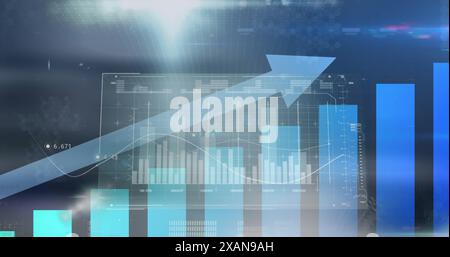 Image of financial data processing with arrow Stock Photo