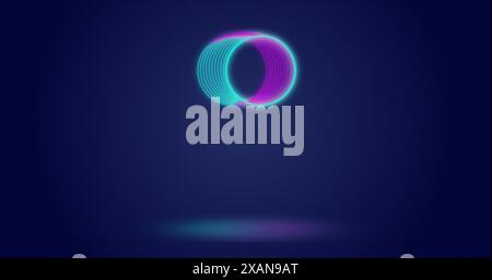 Image of moving illuminated circles against abstract background Stock Photo
