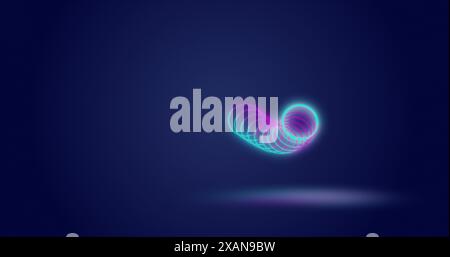 Image of moving looping circles against abstract background Stock Photo