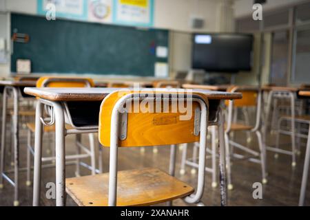 Old and typical Japanese school classroom Stock Photo