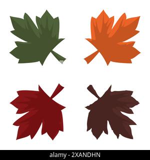 Four different colored maple leaves for the different seasons and life cycle. Stock Vector