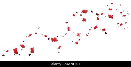 Abstract design with red maple leaves floating in the air on white background. Stock Vector