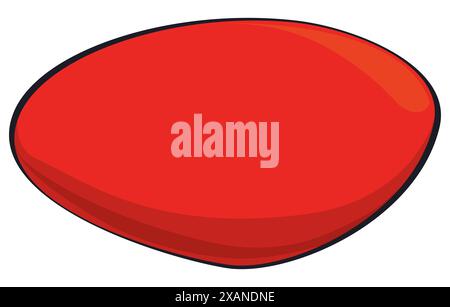 Template with irregularly shaped red sign and shiny effect in cartoon style on white background. Stock Vector